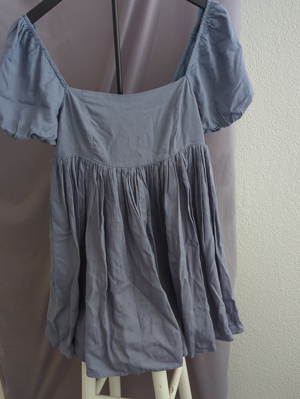 MARBLE Blue Linen Babydoll Dress Sz Medium